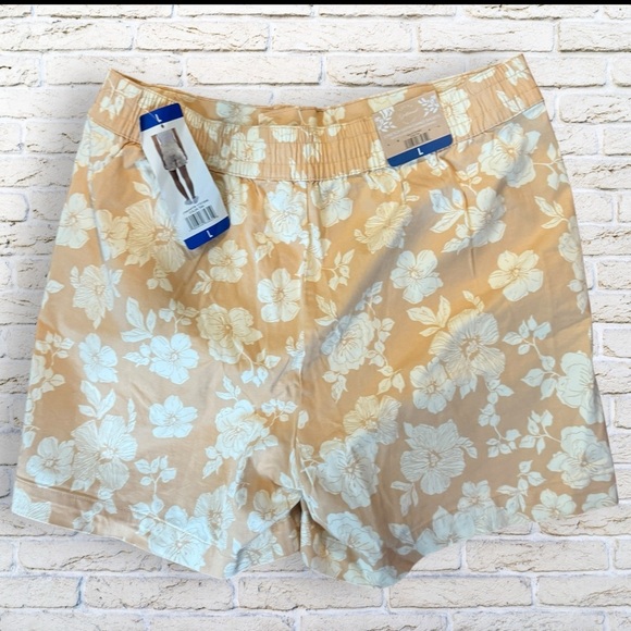 JACHS Girlfriend Tan Floral Women's Shorts Size Large - Picture 2 of 4